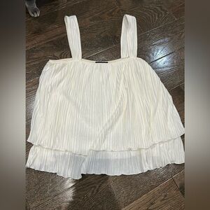 Express Cream Pleated Layered Blouse